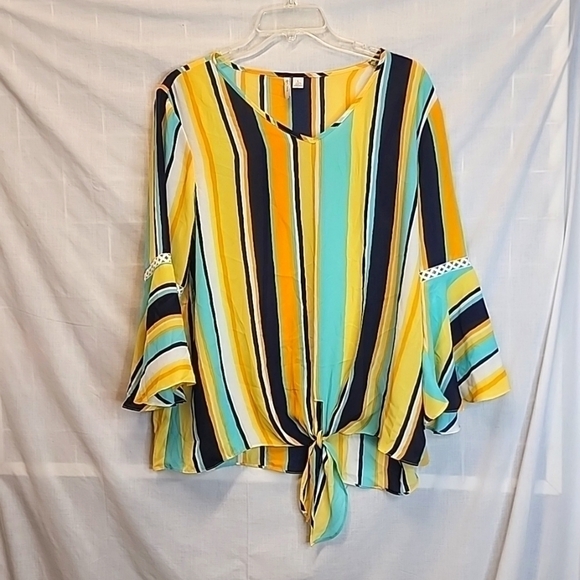 Est 1946 Bright Boho Blouse Spring & Summer Colors Beautiful Size Large Flowy - Picture 2 of 10